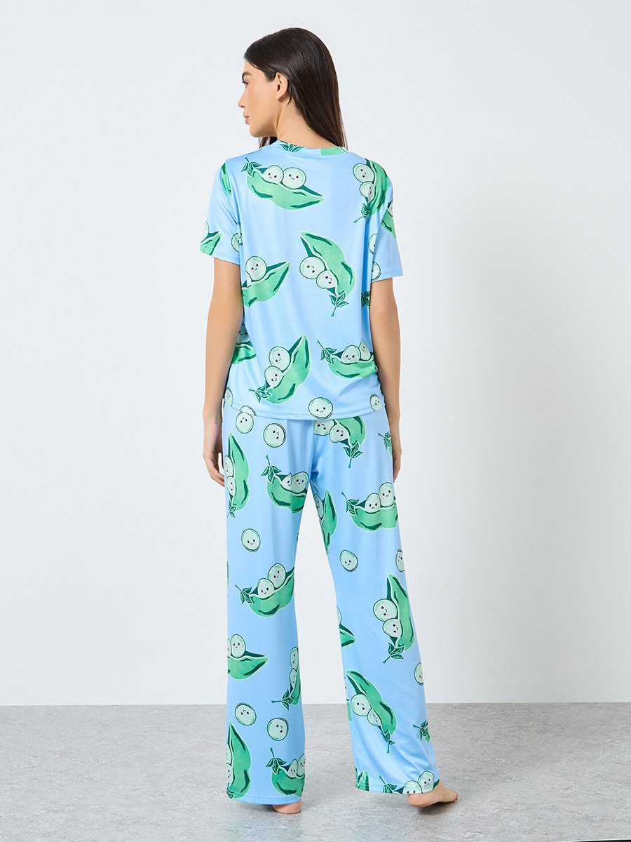 Pea Pod Graphic Print T-Shirt and Pyjama Set