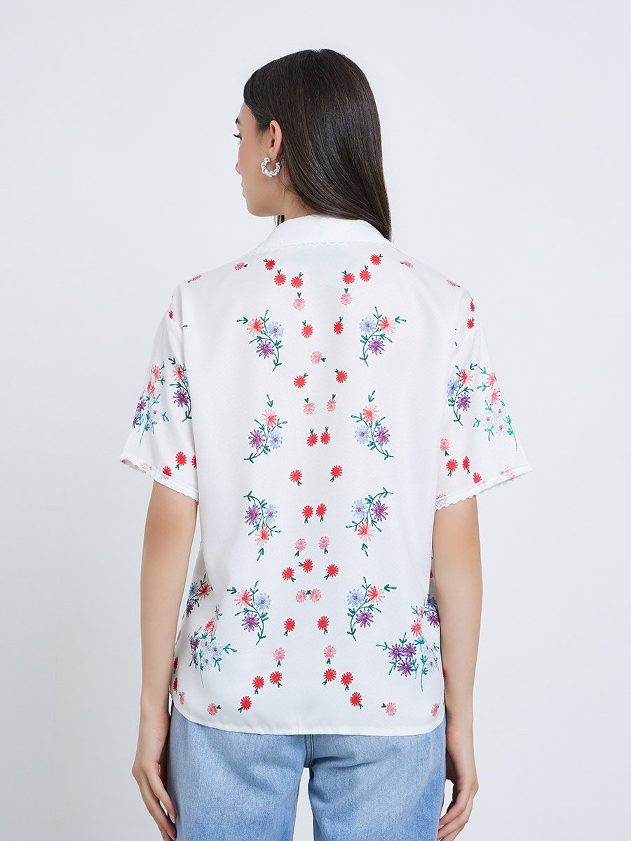 Floral Printed Buttoned Short Sleeve Shirt