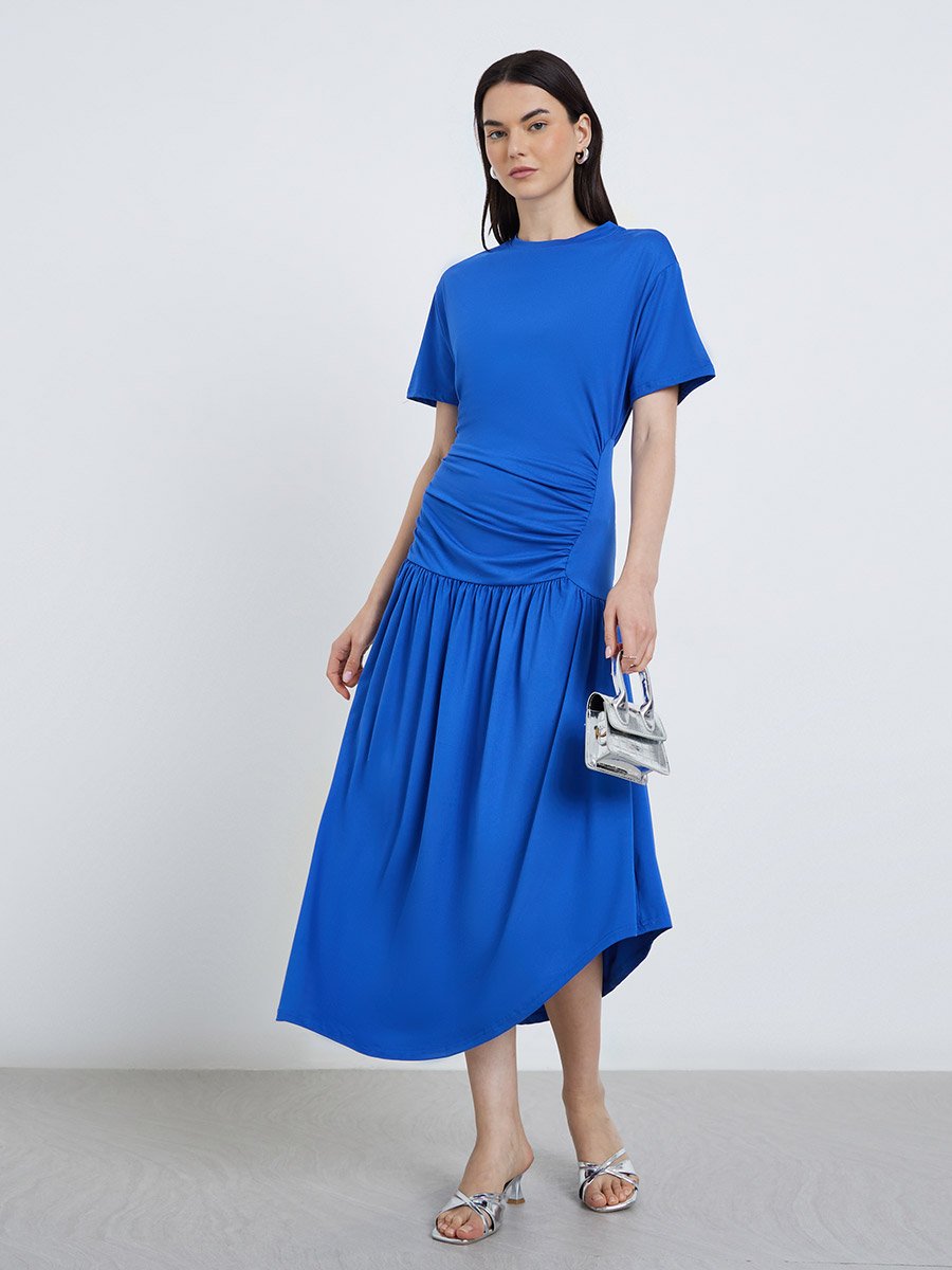 Royal Blue A-Line Midi Dress