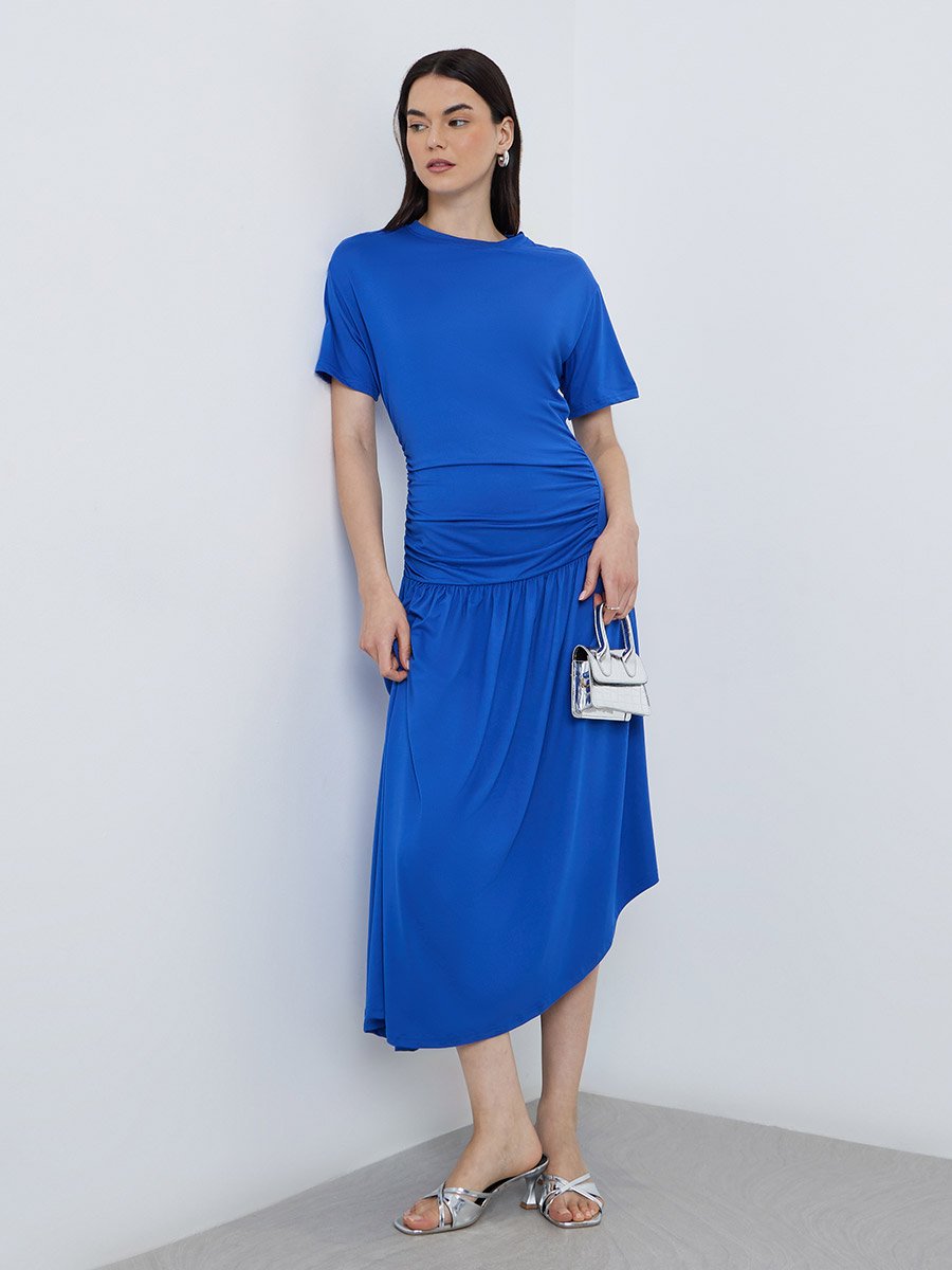 Royal Blue A-Line Midi Dress