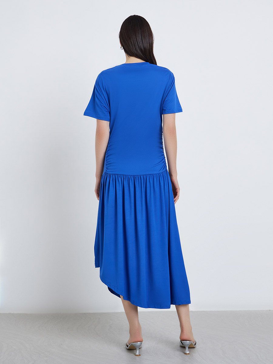 Royal Blue A-Line Midi Dress