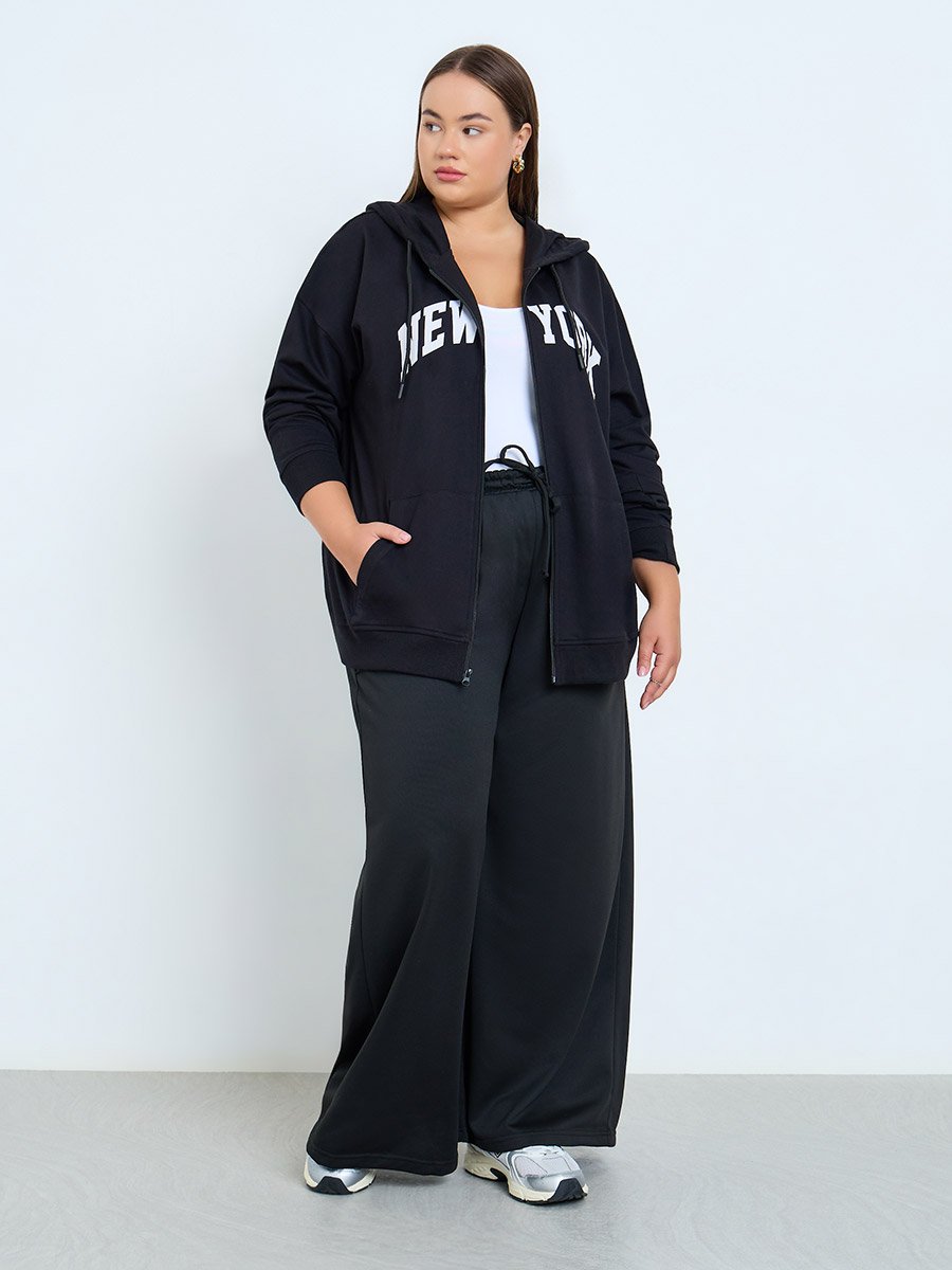 Plus Size Oversized Longline Zip-Up Hoodie