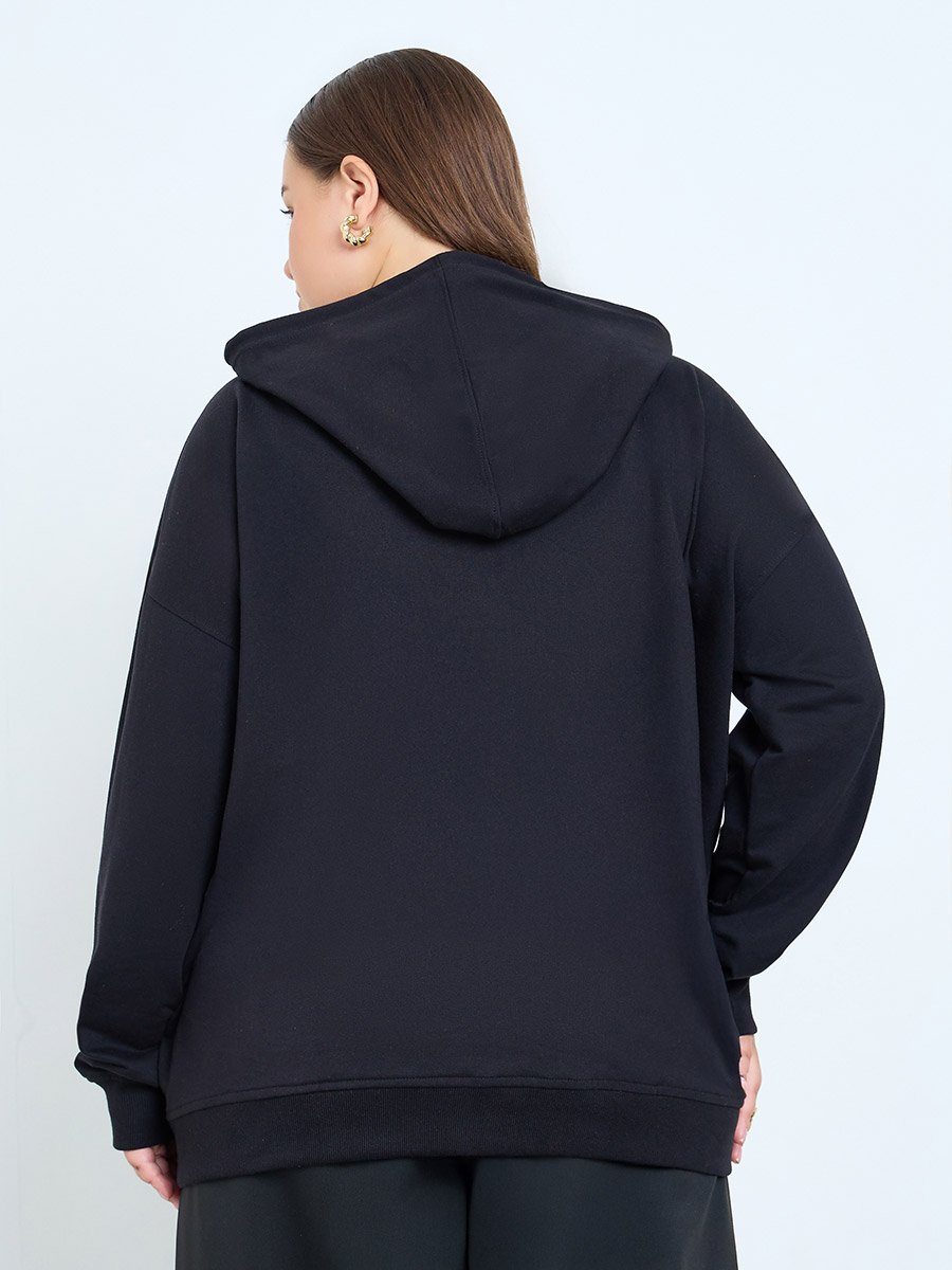 Plus Size Oversized Longline Zip-Up Hoodie