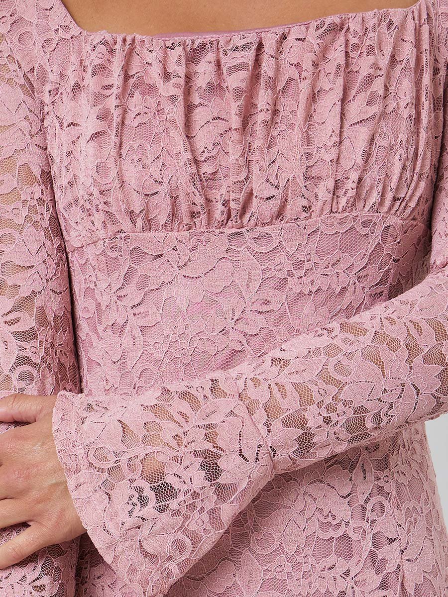 Pink Lace Mermaid Hem Maxi Dress