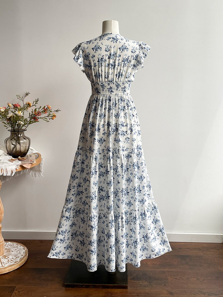 فستان طويل بطبعة زهور