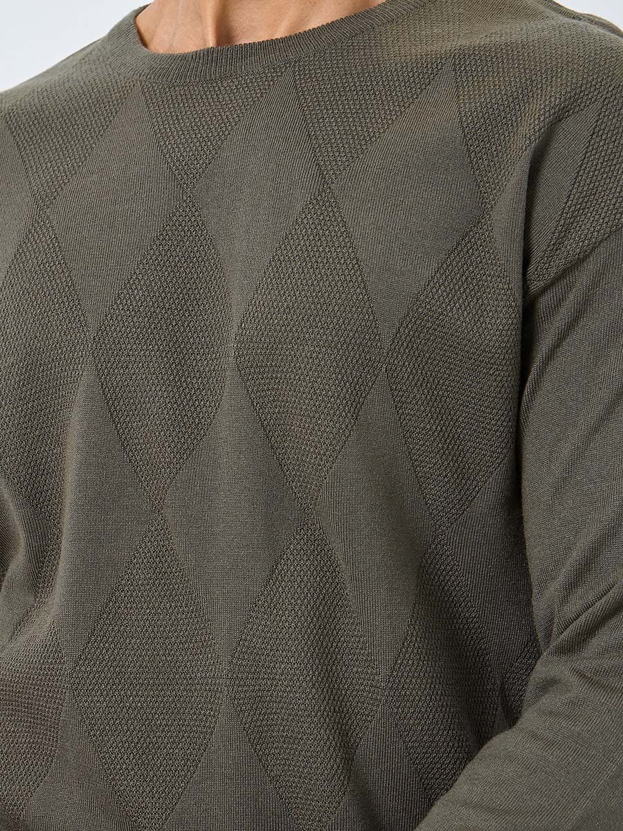 Olive Green Diamond Knit Sweater