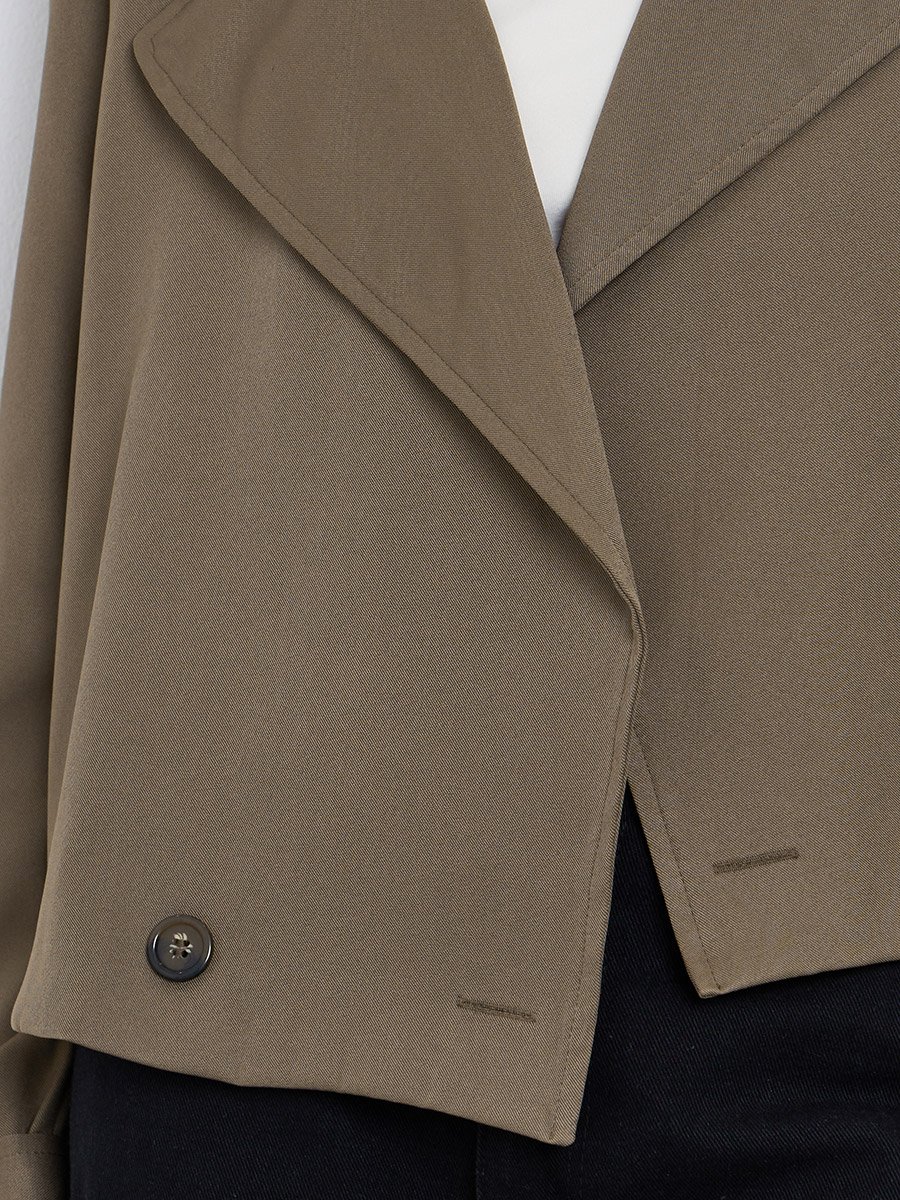 Women Brown Boxy Fit Trench Jacket