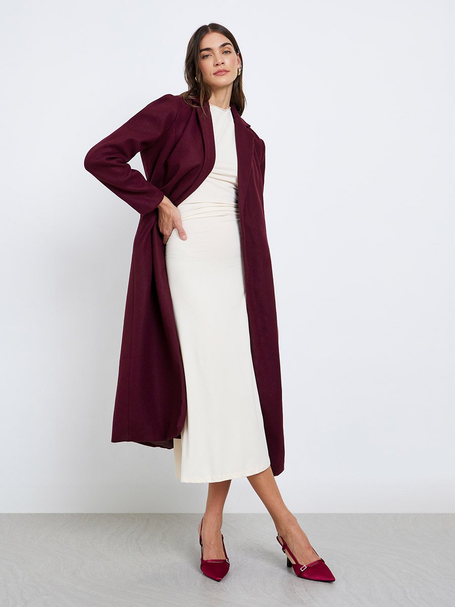Regular Fit Belted Maxi Wool Coat