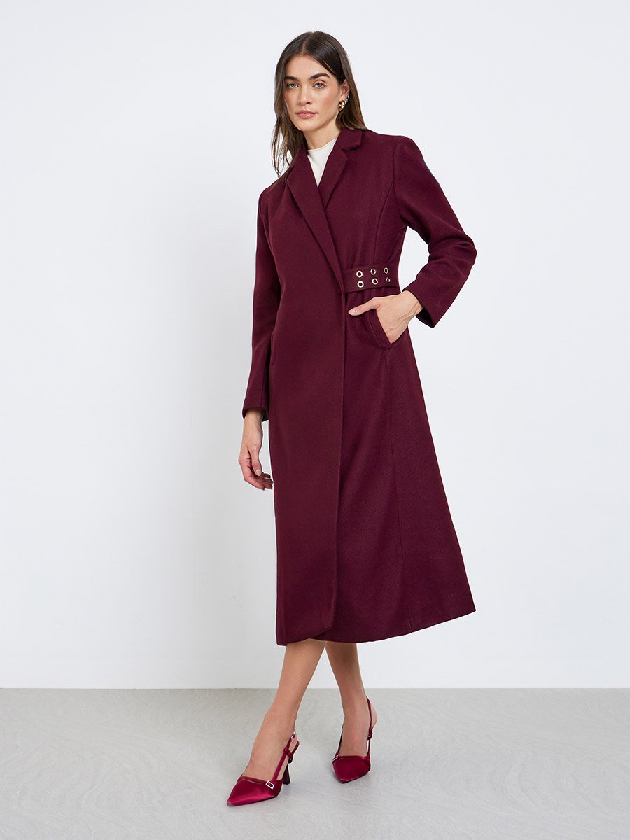 Regular Fit Belted Maxi Wool Coat