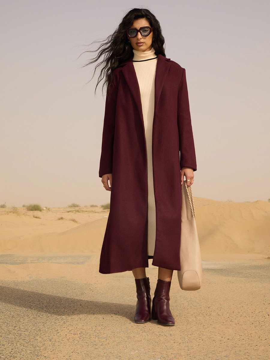 Regular Fit Belted Maxi Wool Coat