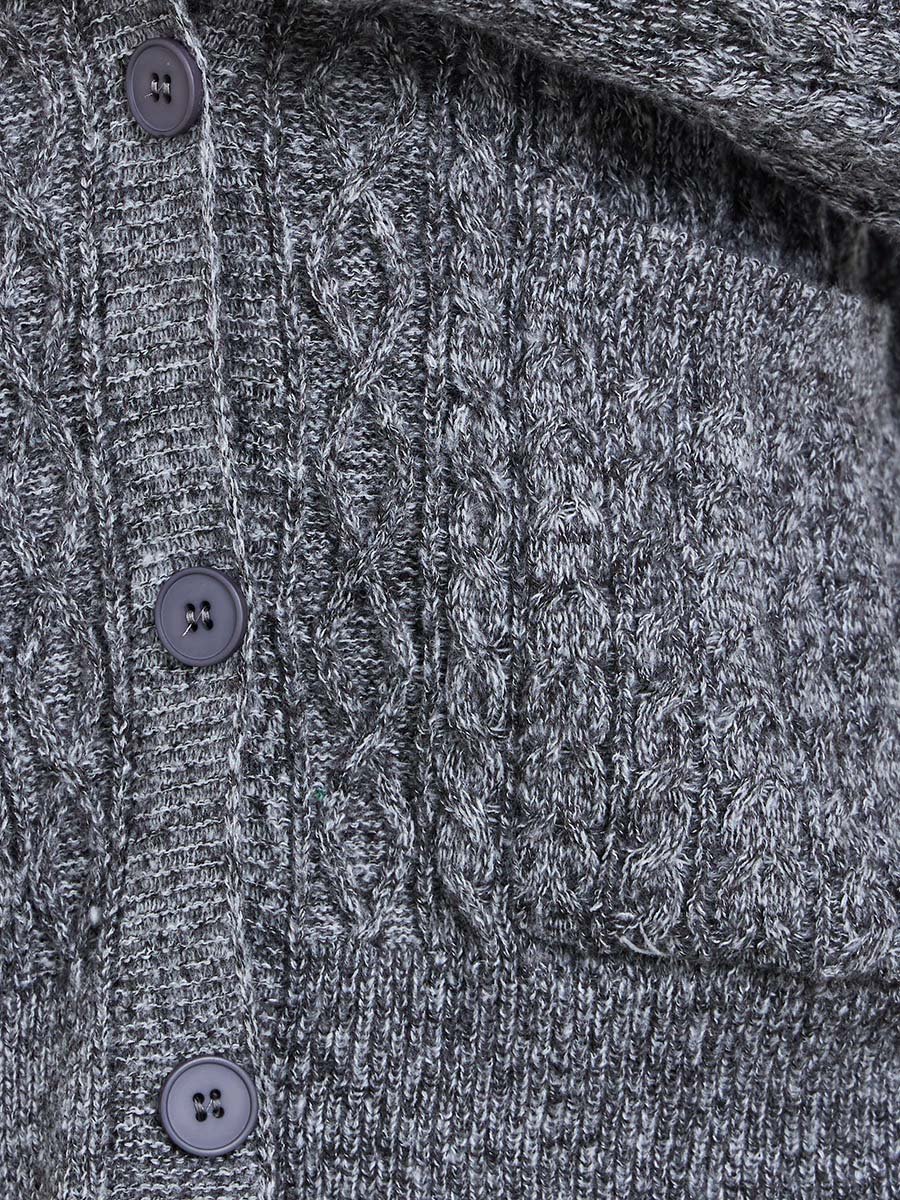 Charcoal Oversized Cable Knit Cardigan