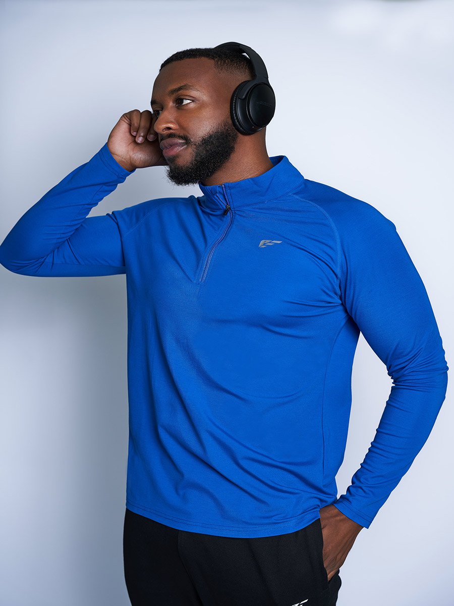 Men Blue Half Zip Comfort Active Jacket
