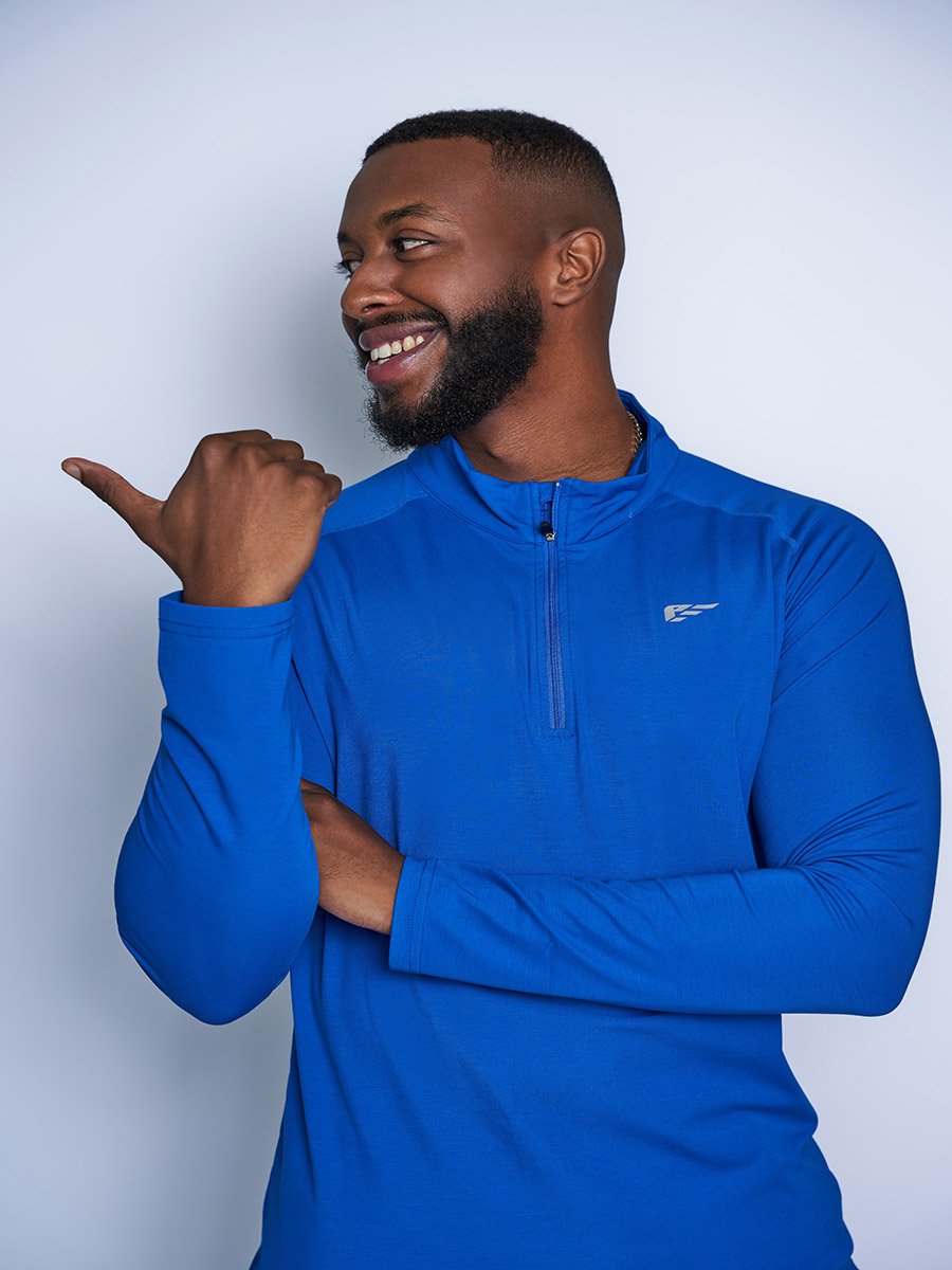 Men Blue Half Zip Comfort Active Jacket