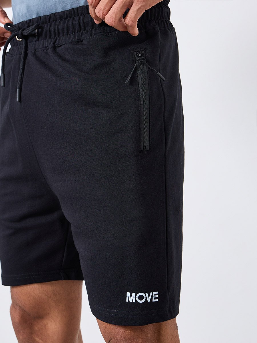 Men Black Athleisure Training Terry Shorts