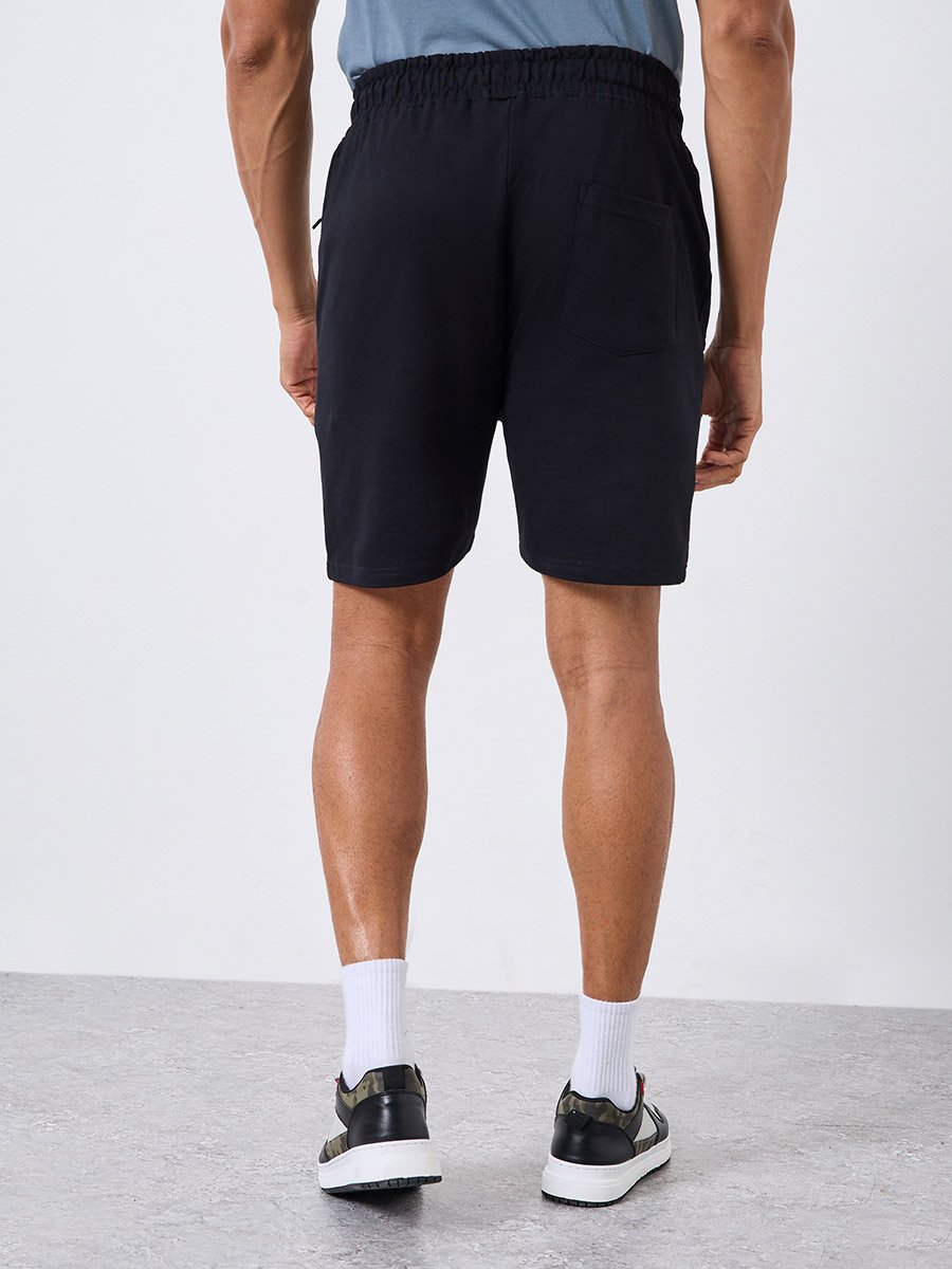Men Black Athleisure Training Terry Shorts