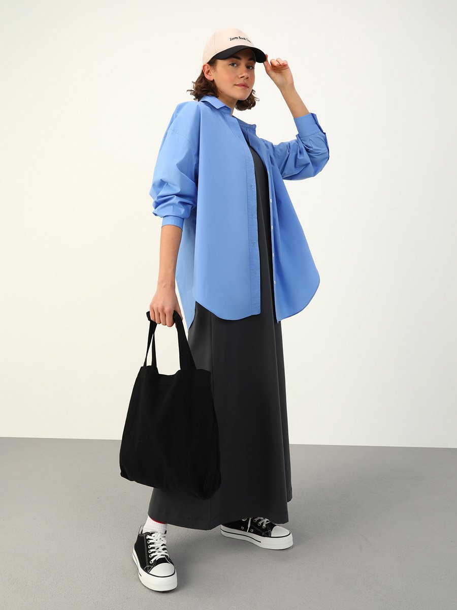 Gray Solid T-Shirt Maxi Dress