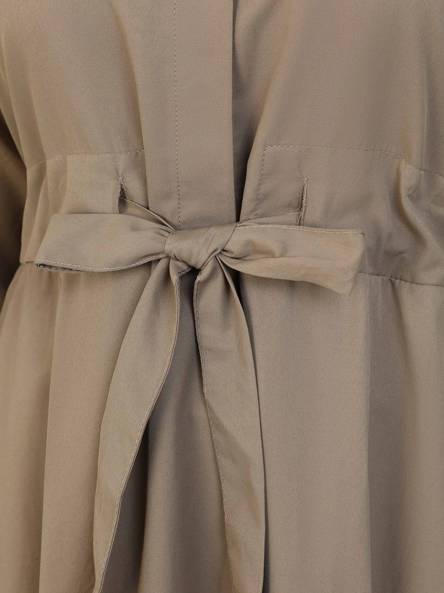 Brown Maxi Dress with Drawstring Tie Belt