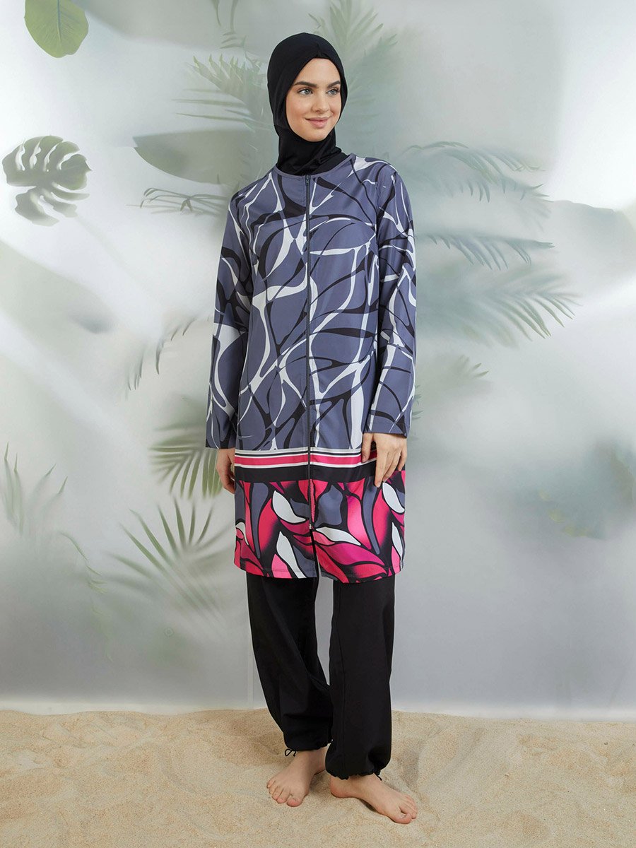 Grey All Over Print Burkini Set