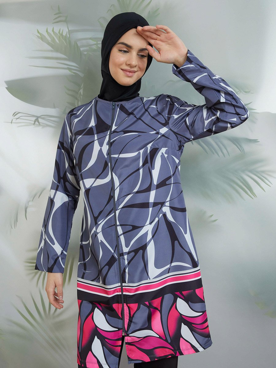 Grey All Over Print Burkini Set