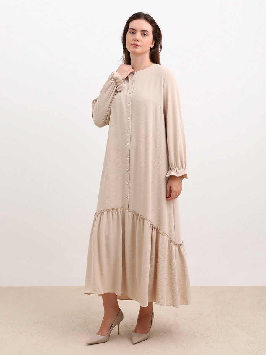 Plus Brown Maxi Dress with Drop Waist For Women at Bahrain