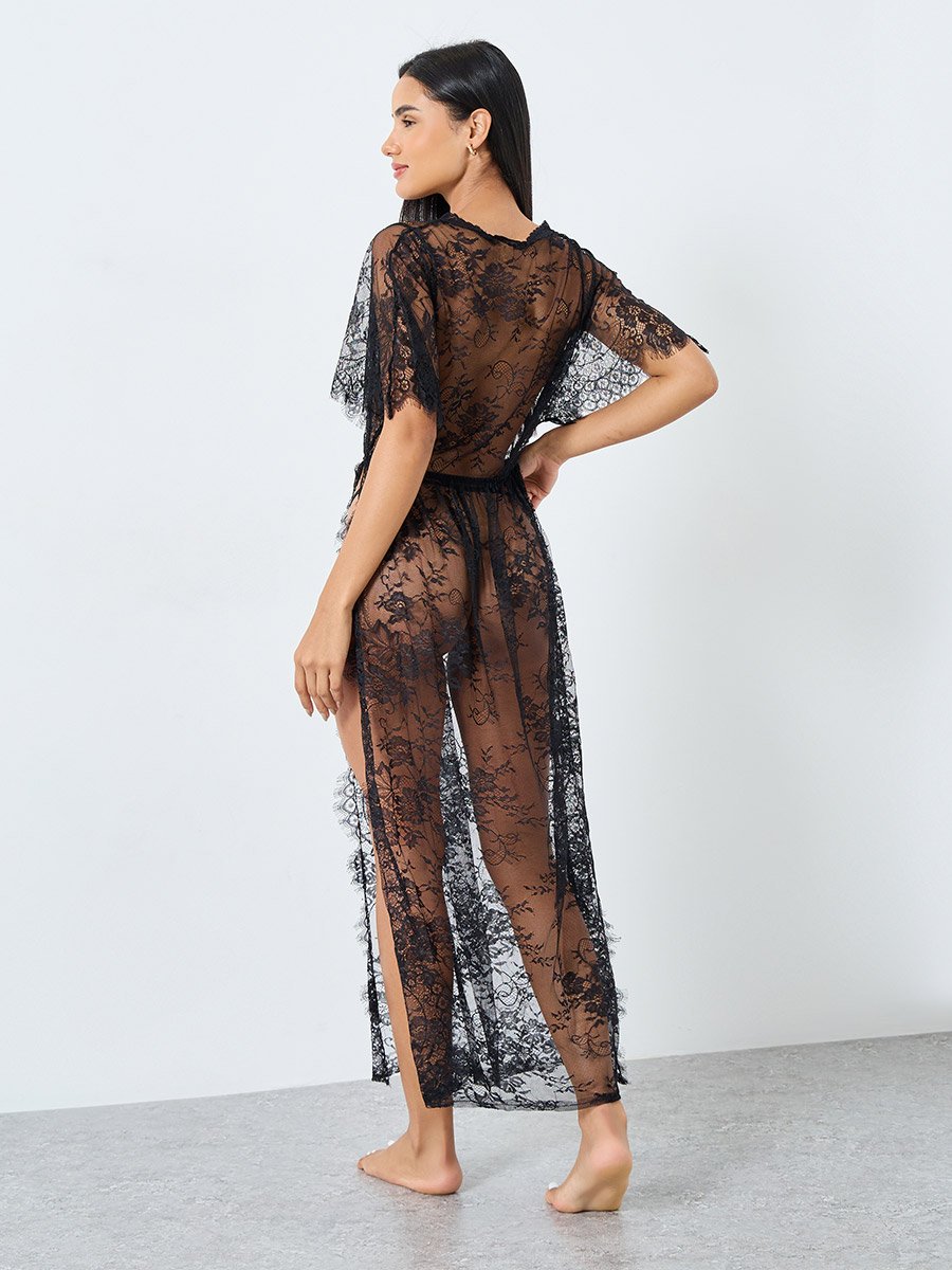 modal lace trim high slit maxi slip dress Elegant Long Black-colored Dress, Summer Formal Maxi Dress With High Slit, Silk Slip Dress, Long Slip Gown, Romantic Dress, Lace Slip Dress