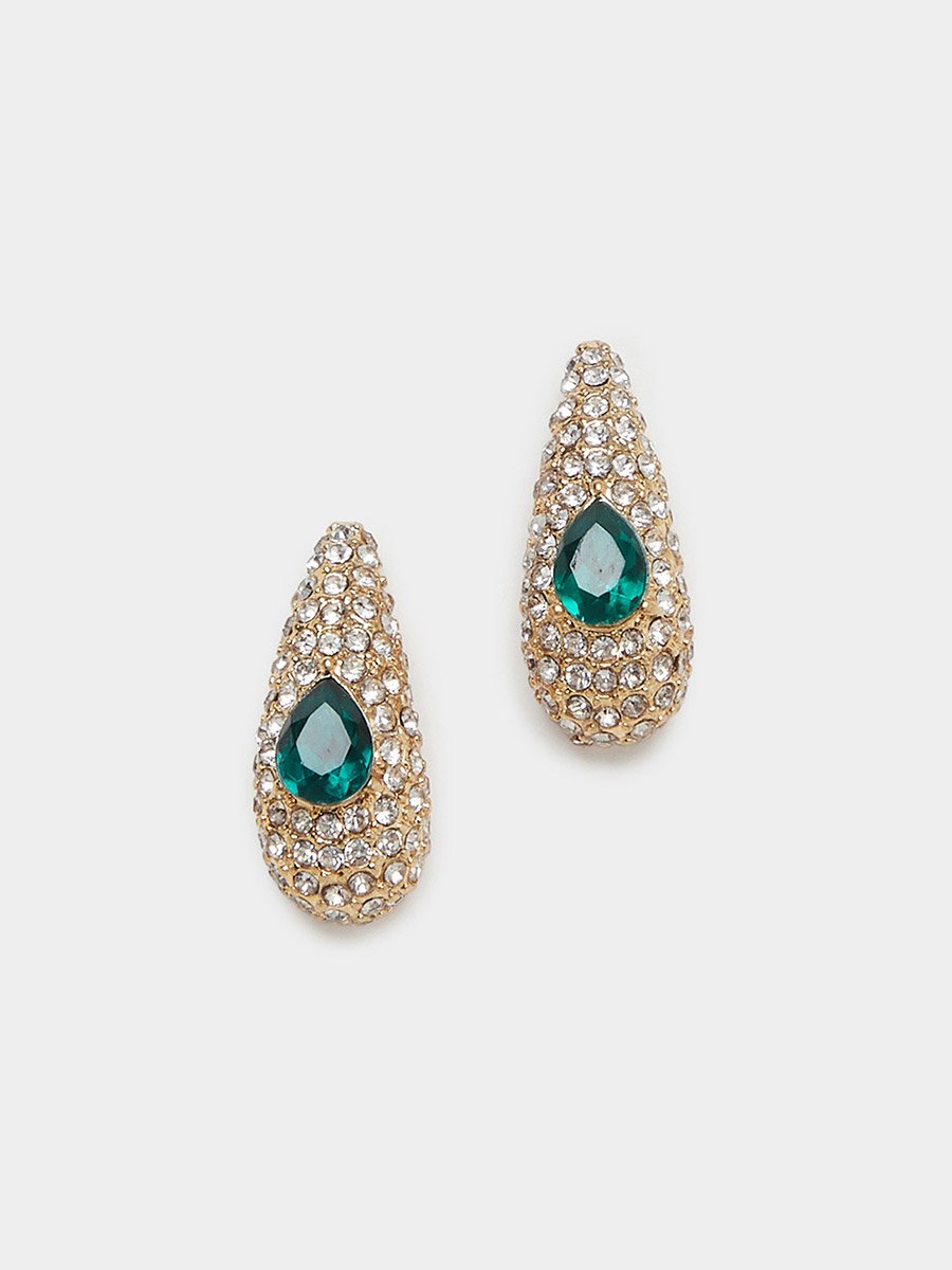 Embellished Green Stone Earrings