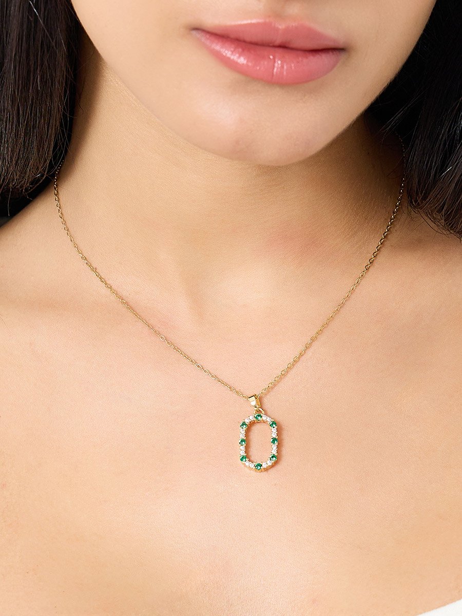 Embellished Emerald Accent Chain Necklace