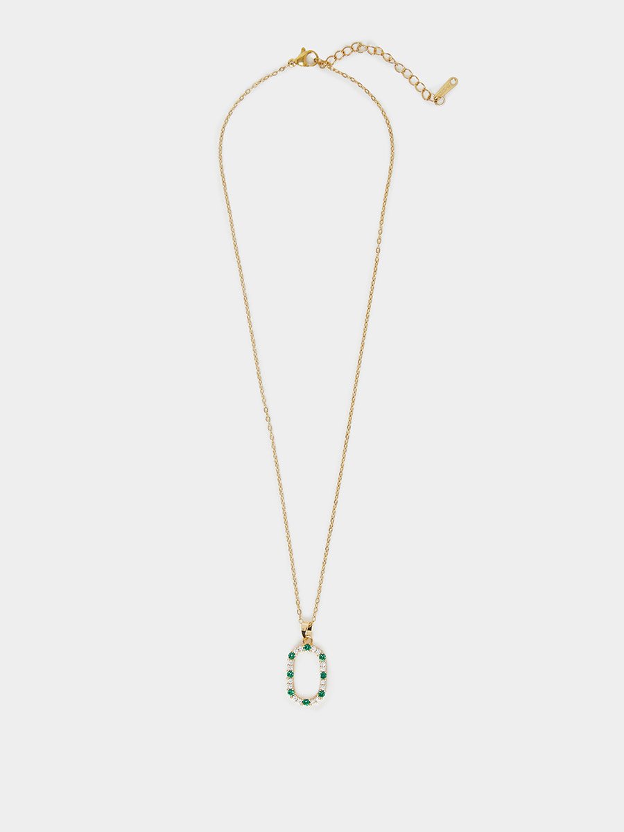 Embellished Emerald Accent Chain Necklace