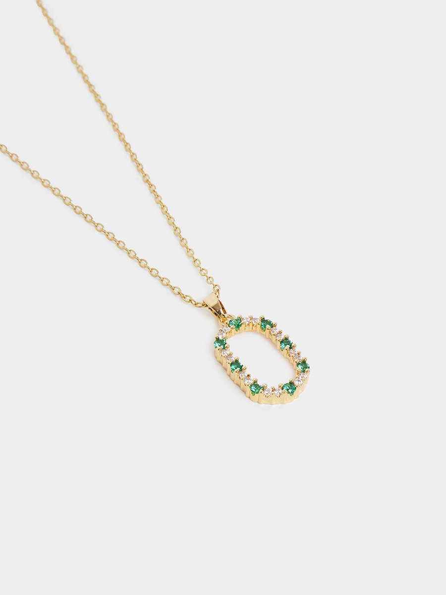 Embellished Emerald Accent Chain Necklace