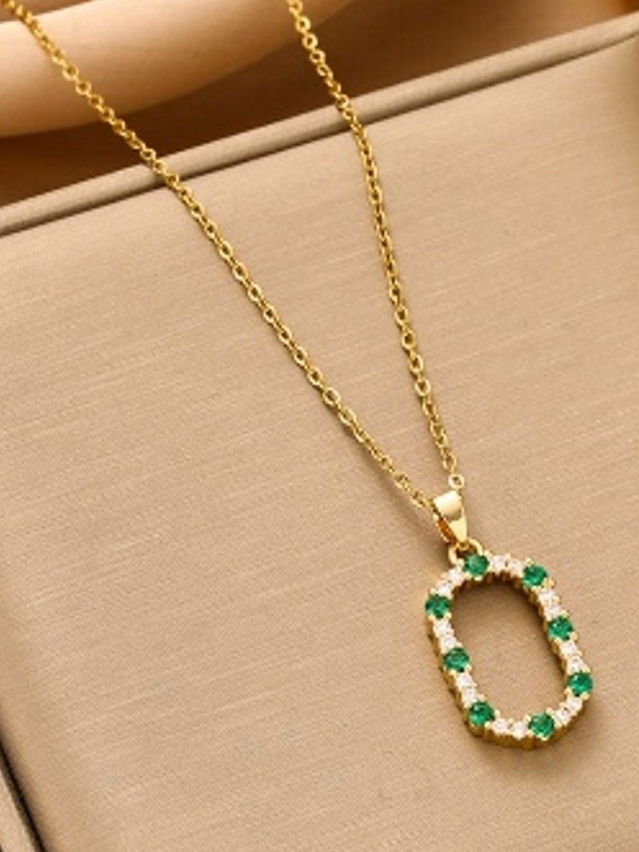 Embellished Emerald Accent Chain Necklace