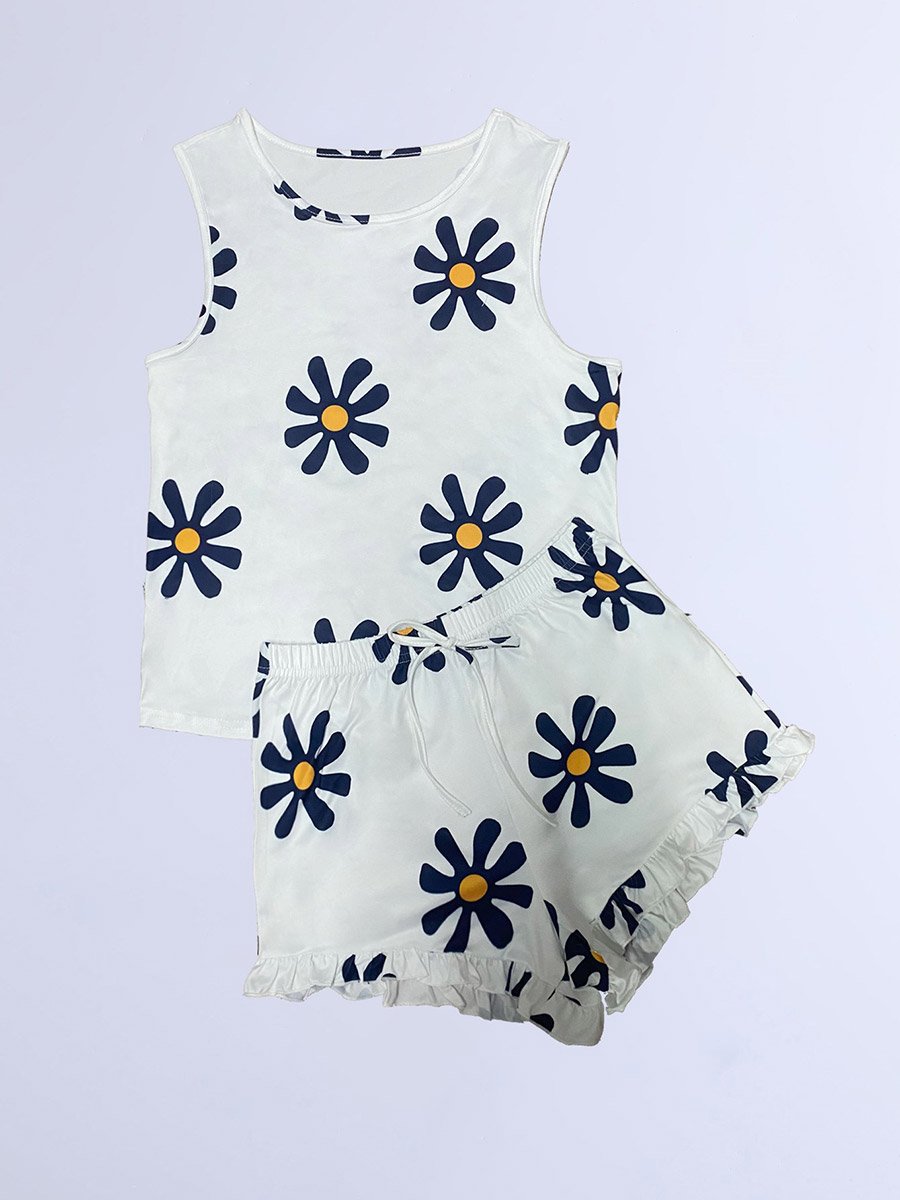 Women Graphic Print Sleeveless Top and Shorts Set