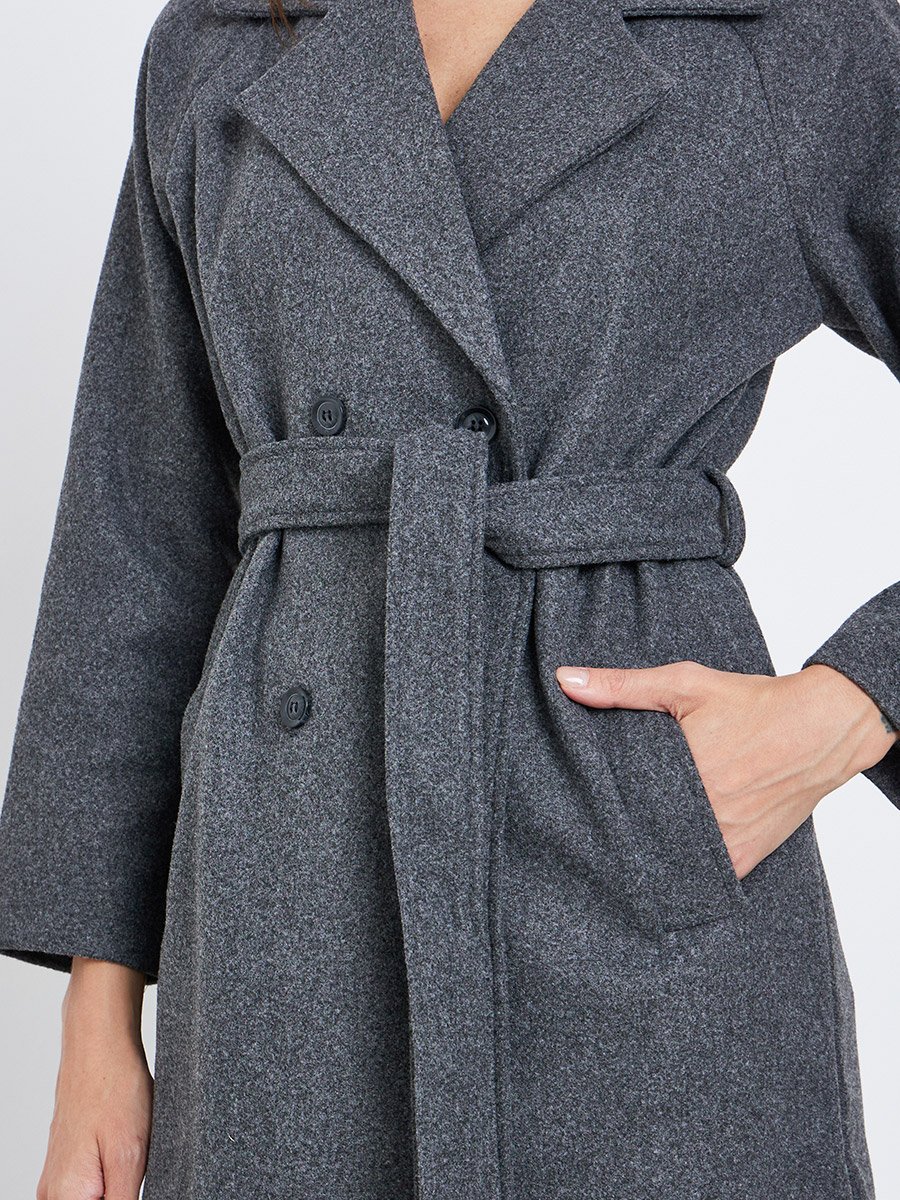 Charcoal Regular Fit Knee-Length Coat