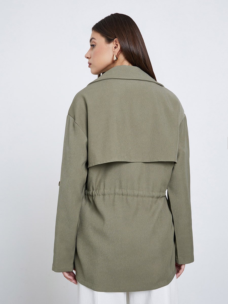 Khaki Longline Utility Jacket