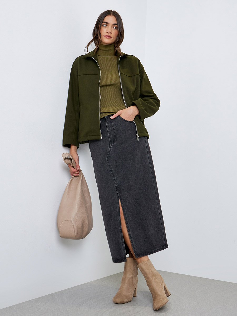 Oversized Wool Look Bomber Jacket