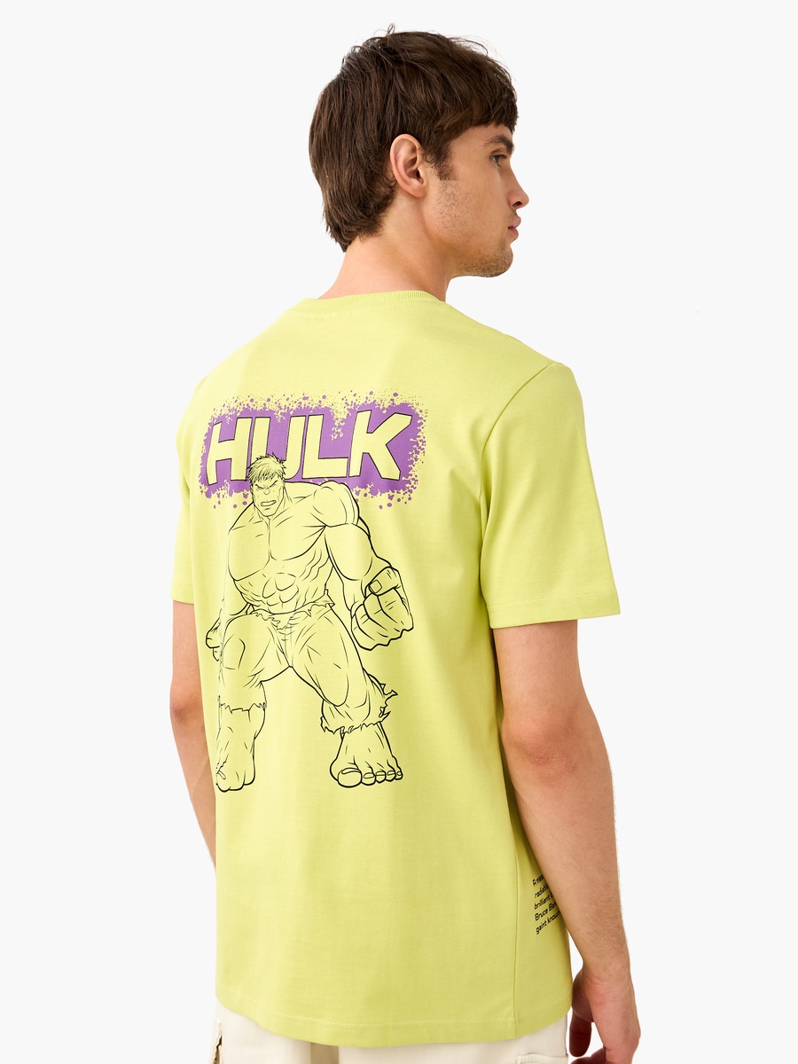 Hulk Print T-Shirt with Crew Neck and Short Sleeves