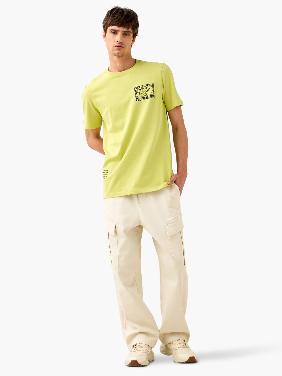 Hulk Print T-Shirt with Crew Neck and Short Sleeves