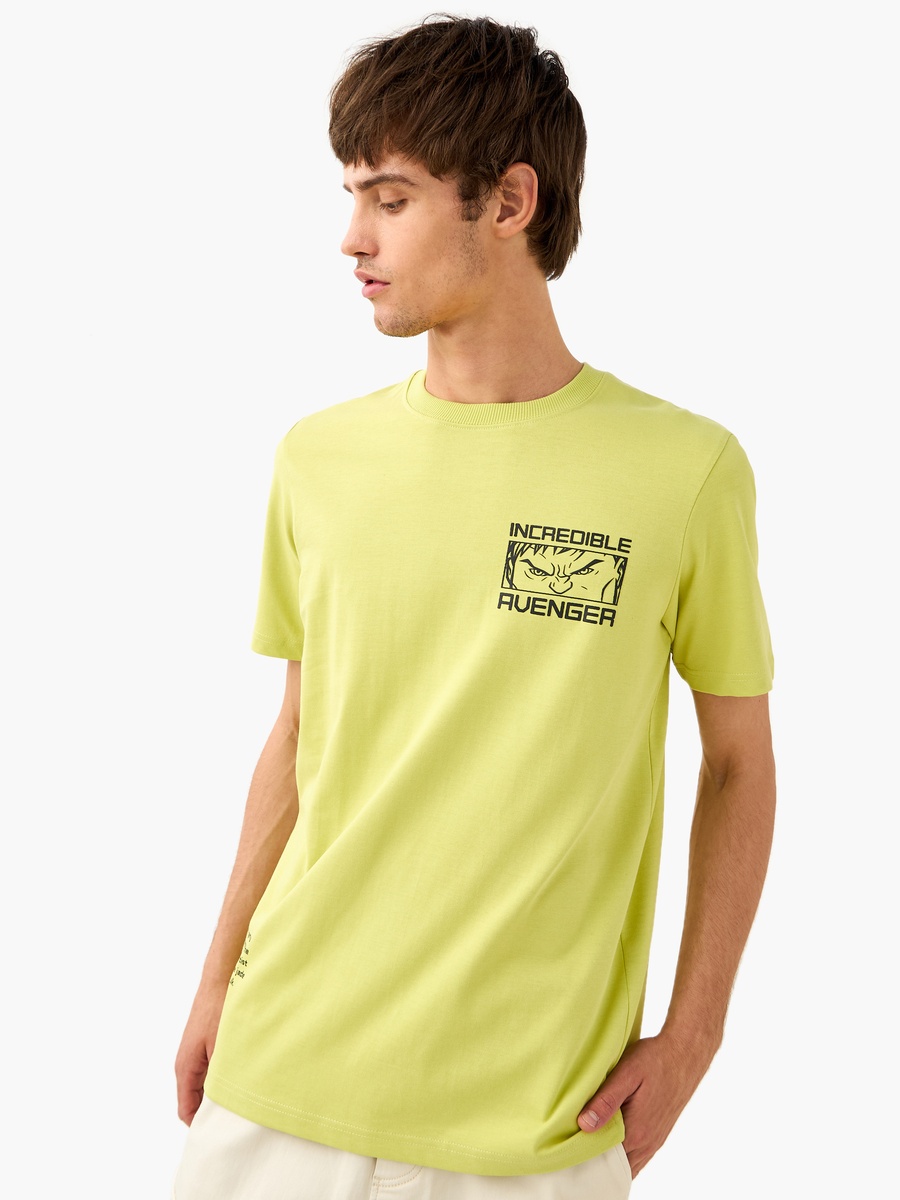 Hulk Print T-Shirt with Crew Neck and Short Sleeves