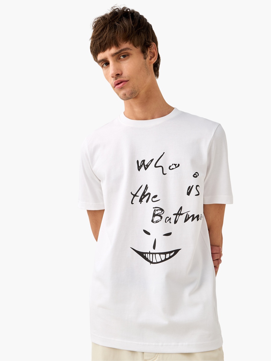 Batman Print T-Shirt with Crew Neck and Short Sleeves