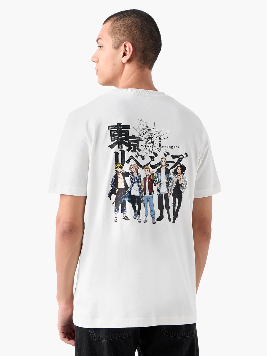Anime Print T-Shirt with Crew Neck