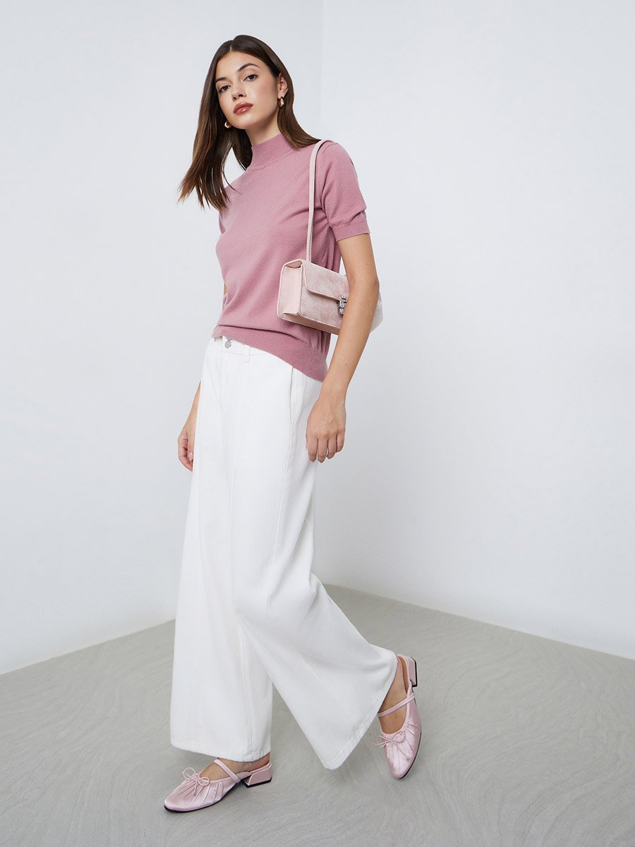 Dusty Rose Short Sleeve Knit Top