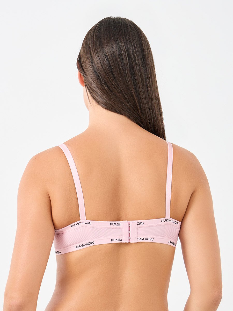 Pack of 2 - Rib Padded Non Wired Bra with Text On The Straps