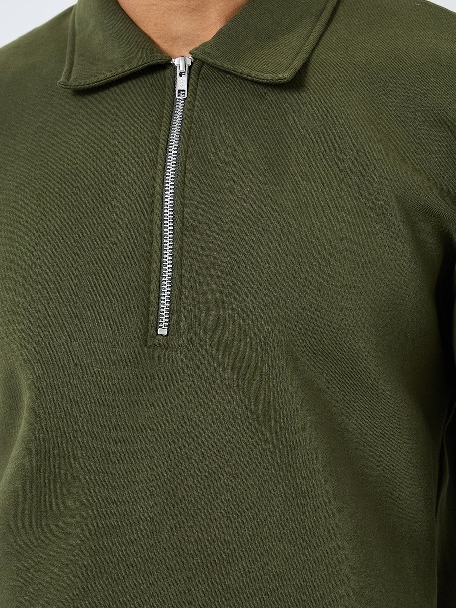 Men Olive Green Zip Sweatshirt and Joggers Co-Ords