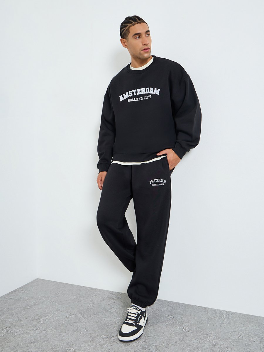 Men Boxy Printed Sweatshirt and Joggers Co_Ords