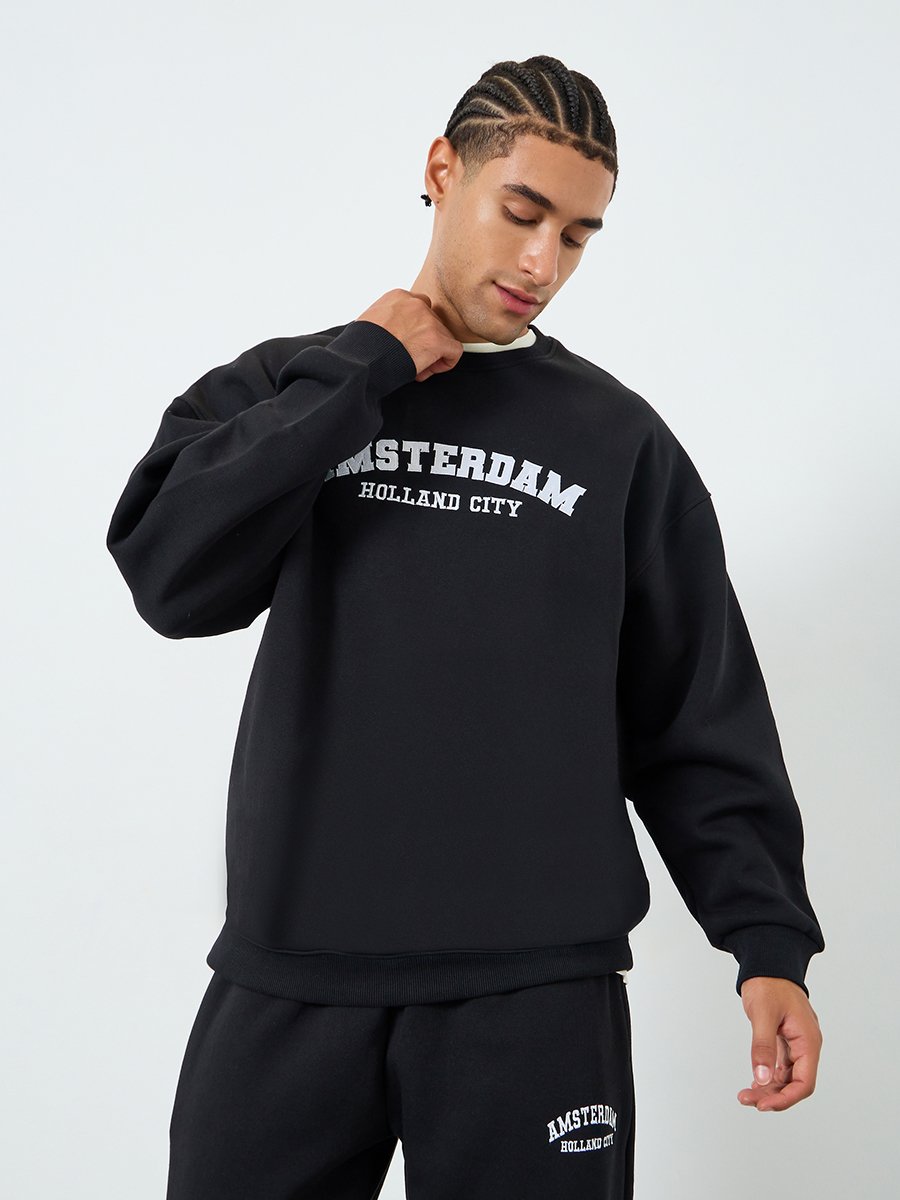 Men Boxy Printed Sweatshirt and Joggers Co_Ords