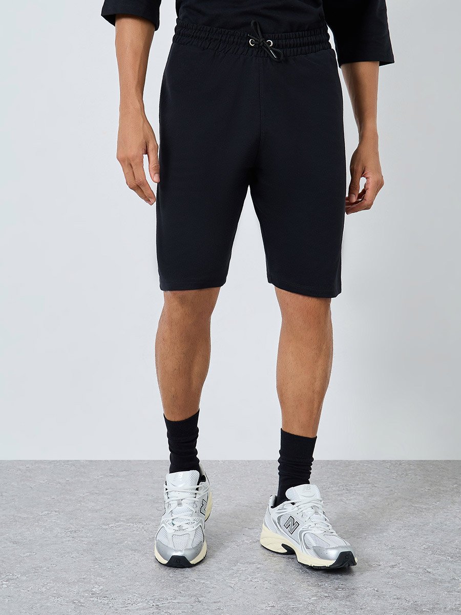 Black Boxy Polo T-Shirt and Shorts Co-ords