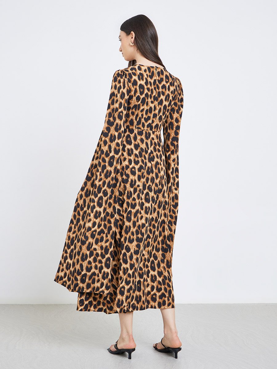 Leopard Print Square Neck Maxi Dress