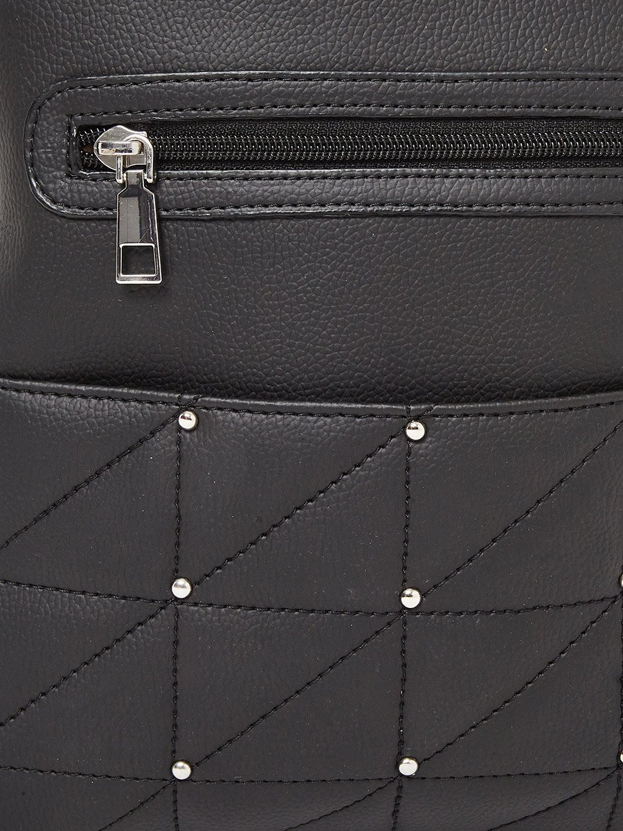 Black Quilted Studded Backpack