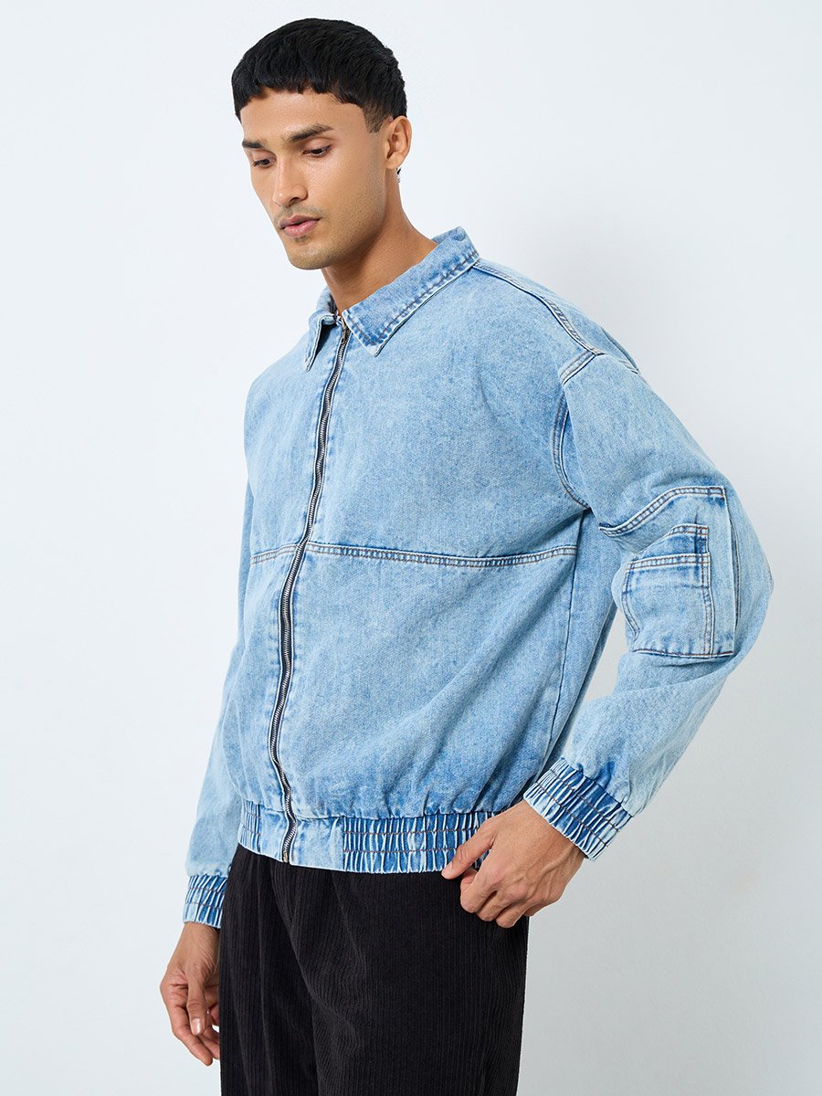 Men Acid Wash Denim Jacket