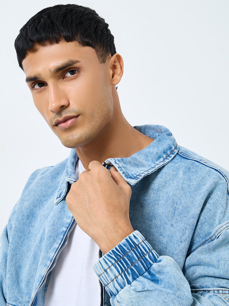 Men Acid Wash Denim Jacket