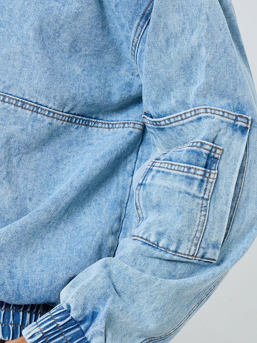 Men Acid Wash Denim Jacket